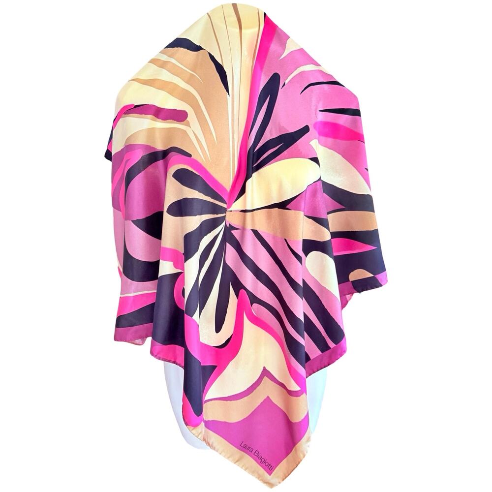 Rare Vintage Laura Biagiotti Silk Di Como Italian Scarf Abstract Print 34x34 - Picture 10 of 12